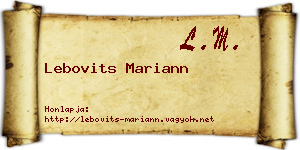 Lebovits Mariann névjegykártya